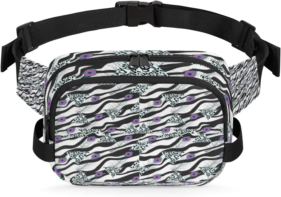 Peacock Abstract Art Fanny Pack Crossbody Bags for Women Men Belt Bag Waist Pack Bag Fanny Packs Cross Body Bag Phone Holder for Outdoors Sports Hiking Travel