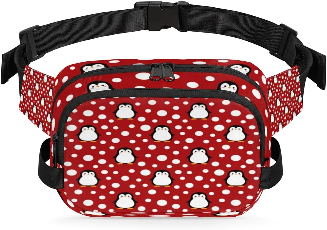 Penguin Dots Cute Fanny Packs for Women Men Fashion Waist Packs Belt Bag Water-resistant Crossbody Bag Waist Pouch Waist Pack Hip Bum Bag for Hiking Casual Travel Cycling