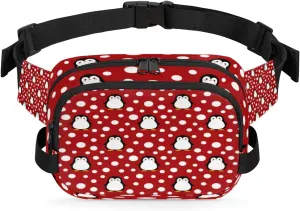 Penguin Dots Cute Fanny Packs for Women Men Fashion Waist Packs Belt Bag Water-resistant Crossbody Bag Waist Pouch Waist Pack Hip Bum Bag for Hiking Casual Travel Cycling
