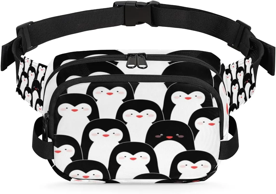 Penguins Cute Design Fanny Packs for Women Men Fashion Waist Packs Belt Bag Water-resistant Crossbody Bag Creative Illustration Waist Pouch Waist Pack Hip Bum Bag for Hiking Casual Travel Cycling