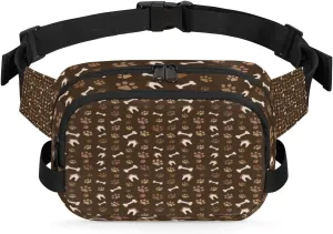 Pet Paw Print Fanny Pack Crossbody Bags for Women Men Waist Packs Footprints Hip Bum Bag Cross Body Fanny Pack with Adjustable Strap for Running Hiking Travel