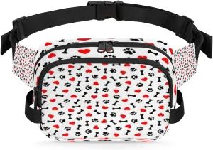 Pets Paws Fanny Packs for Women Men Fashion Waist Packs Belt Bag Water-resistant Crossbody Bag Animal Print Waist Pouch Waist Pack Hip Bum Bag for Hiking Casual Travel Cycling