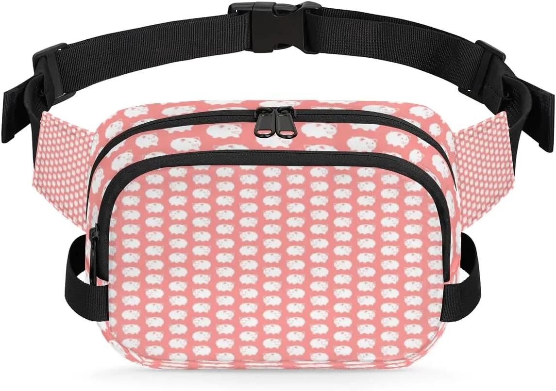 Pig Kawaii Pink Fanny Pack Crossbody Bags for Women Men Waist Packs Hip Bum Bag Cross Body Fanny Pack with Adjustable Strap for Running Hiking Travel