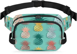Pineapple Fanny Packs for Women Men Fashion Waist Packs Belt Bag Water-resistant Crossbody Bag Colorful Pineapple Waist Pouch Waist Pack Hip Bum Bag for Hiking Casual Travel Cycling