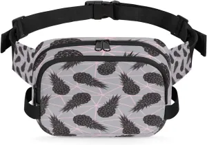 Pineapple Grey Pink Fanny Packs for Women Men Fashion Waist Packs Belt Bag Water-resistant Crossbody Bag Waist Pouch Waist Pack Hip Bum Bag for Hiking Casual Travel Cycling