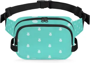 Pineapple Turquoise White Fanny Pack Crossbody Bags for Women Men Waist Packs Hip Bum Bag Cross Body Fanny Pack with Adjustable Strap for Running Hiking Travel