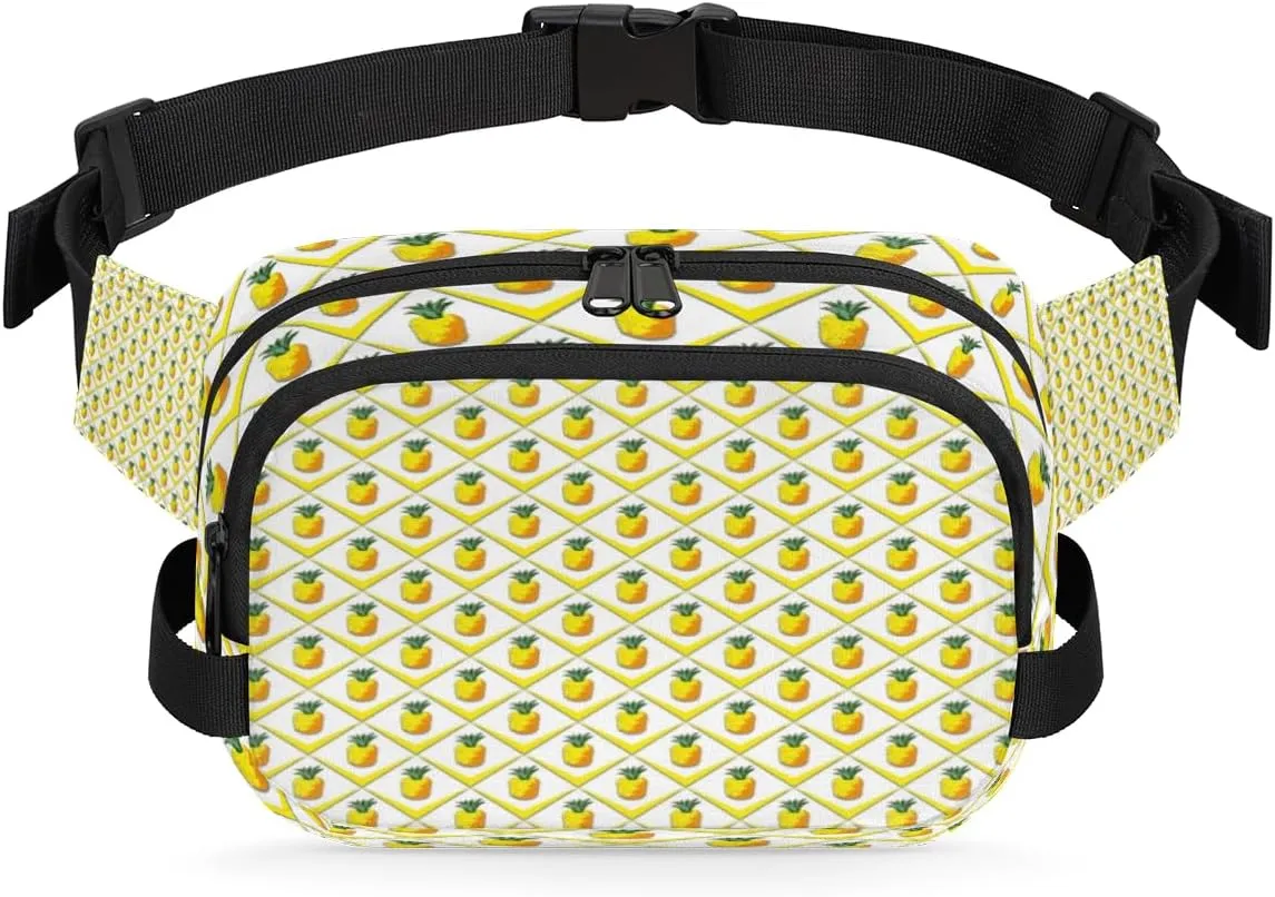 Pineapple Yellow Geometric Fanny Packs for Women Men Fashion Waist Packs Belt Bag Water-resistant Crossbody Bag Waist Pouch Waist Pack Hip Bum Bag for Hiking Casual Travel Cycling