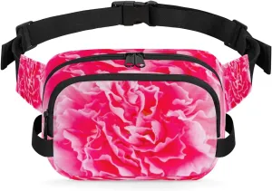 Pink Floral Flower Aesthetic Fanny Packs for Women Men Fashion Waist Packs Belt Bag Water-resistant Crossbody Bag Waist Pouch Waist Pack Hip Bum Bag for Hiking Casual Travel Cycling
