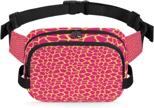 Pink Giraffe Print Fanny Packs for Women Men Fashion Waist Packs Belt Bag Water-resistant Crossbody Bag Waist Pouch Waist Pack Hip Bum Bag for Hiking Casual Travel Cycling