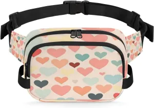 Pink Heart Pattern Fanny Pack Crossbody Bags for Women Men Waist Packs Hip Bum Bag Cross Body Fanny Pack with Adjustable Strap for Running Hiking Travel