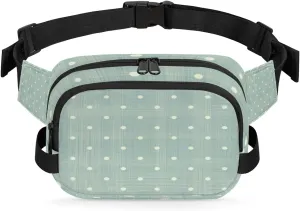 Polka Dot Fanny Pack Crossbody Bags for Women Men Waist Packs Sage Green Hip Bum Bag Cross Body Fanny Pack with Adjustable Strap for Running Hiking Travel