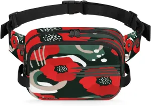 Poppy Abstract Flower Fanny Pack Crossbody Bags for Women Men Waist Packs Hip Bum Bag Cross Body Fanny Pack with Adjustable Strap for Running Hiking Travel