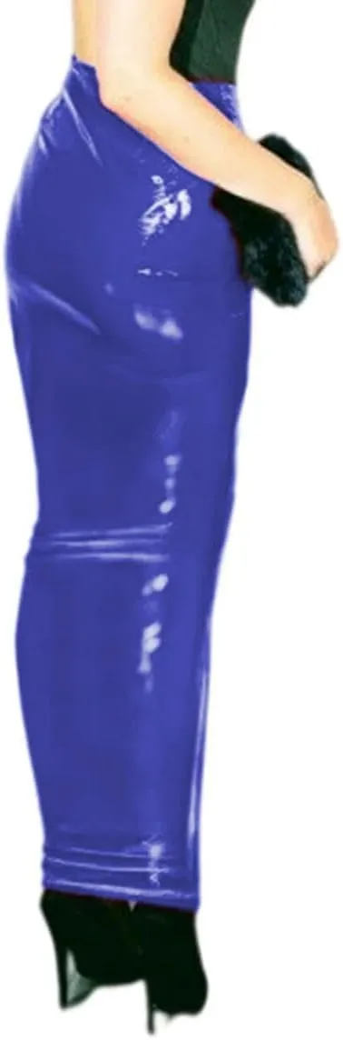 PVC Bandage Maxi Skirt Slim Elastic Waist Hobble Skirt Office Lady Pencil Long Skirt High Street S-7XL