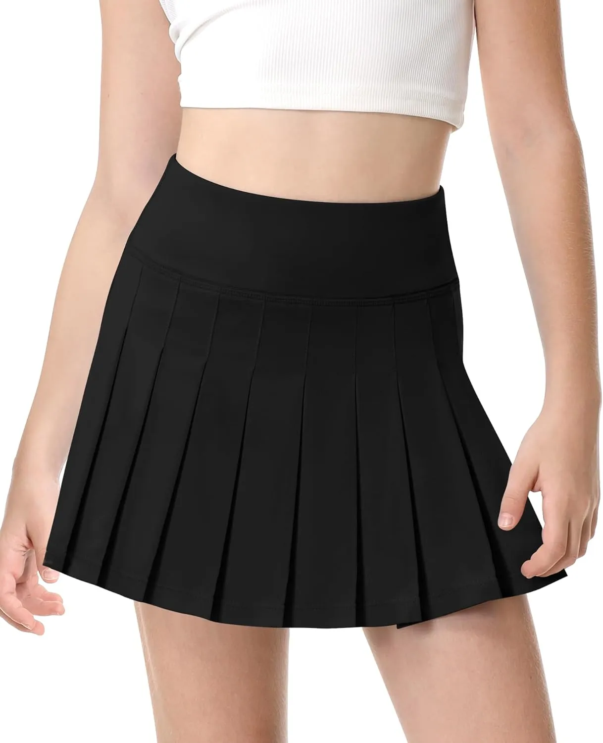 QooNoo Girls Skorts Pleated Tennis Skirts for Girls Athletic Toddler High Waist Activewear Flowy Kids Golf Cheer Skirts