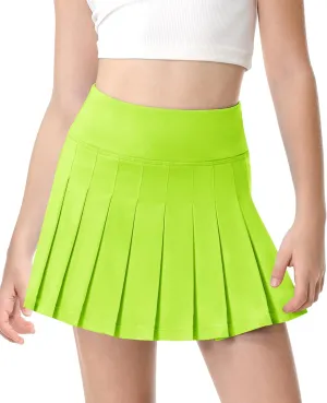 QooNoo Girls Skorts Pleated Tennis Skirts for Girls Athletic Toddler High Waist Activewear Flowy Kids Golf Cheer Skirts