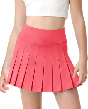 QooNoo Girls Skorts Pleated Tennis Skirts for Girls Athletic Toddler High Waist Activewear Flowy Kids Golf Cheer Skirts