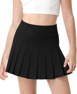 QooNoo Girls Skorts Pleated Tennis Skirts for Girls Athletic Toddler High Waist Activewear Flowy Kids Golf Cheer Skirts