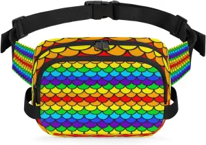 Rainbow Fish Scale Fanny Packs for Women Men Fashion Waist Packs Belt Bag Water-resistant Crossbody Bag Waist Pouch Waist Pack Hip Bum Bag for Hiking Casual Travel Cycling