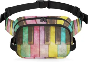 Rainbow Piano Keys Fanny Packs for Women Men Fashion Waist Packs Belt Bag Water-resistant Crossbody Bag Waist Pouch Waist Pack Hip Bum Bag for Hiking Casual Travel Cycling