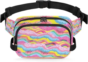 Rainbow Wave Fanny Pack Crossbody Bags for Women Men Waist Packs Hip Bum Bag Cross Body Fanny Pack with Adjustable Strap for Running Hiking Travel