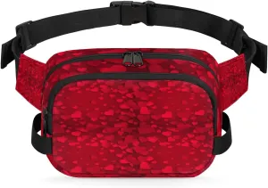 Red Hearts Fanny Pack Crossbody Bags for Women Men Waist Packs Valentine's Day Hip Bum Bag Cross Body Fanny Pack with Adjustable Strap for Running Hiking Travel