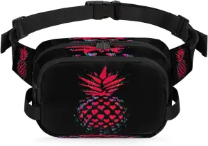 Red Pineapple Heart Fanny Packs for Women Men Fashion Waist Packs Belt Bag Water-resistant Crossbody Bag Waist Pouch Waist Pack Hip Bum Bag for Hiking Casual Travel Cycling