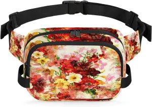 Retro Floral Beautiful Fanny Packs for Women Men Fashion Waist Packs Belt Bag Water-resistant Crossbody Bag Waist Pouch Waist Pack Hip Bum Bag for Hiking Casual Travel Cycling