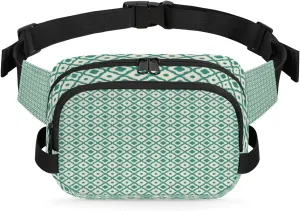 Retro Green Quatrefoil Fanny Pack Crossbody Bags for Women Men Waist Packs Vintage Hip Bum Bag Cross Body Fanny Pack with Adjustable Strap for Running Hiking Travel