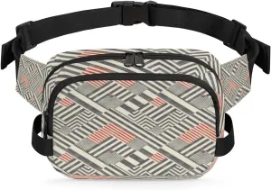 Retro Pattern Fanny Packs for Women Men Fashion Waist Packs Belt Bag Water-resistant Crossbody Bag Stripe Tiles Waist Pouch Waist Pack Hip Bum Bag for Hiking Casual Travel Cycling