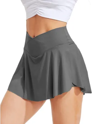 RIOJOY Tennis Skirts for Women with Pockets Inner Shorts High Waisted Golf Athletic Running Workout Sports Outfits
