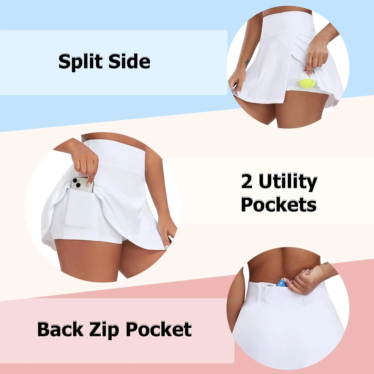 RIOJOY Tennis Skirts for Women with Pockets Inner Shorts High Waisted Golf Athletic Running Workout Sports Outfits