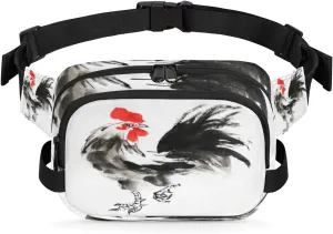 Rooster Art Fanny Packs for Women Men Fashion Waist Packs Belt Bag Water-resistant Crossbody Bag Waist Pouch Waist Pack Hip Bum Bag for Hiking Casual Travel Cycling