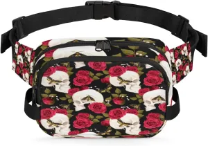 Rose Blossom Butterfly Fanny Packs for Women Men Fashion Waist Packs Belt Bag Water-resistant Crossbody Bag Waist Pouch Waist Pack Hip Bum Bag for Hiking Casual Travel Cycling