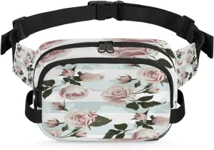 Rose Flower Beautiful Fanny Pack Crossbody Bags for Women Men Waist Packs Hip Bum Bag Cross Body Fanny Pack with Adjustable Strap for Running Hiking Travel