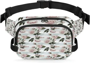 Rose Flower Beautiful Fanny Packs for Women Men Fashion Waist Packs Belt Bag Water-resistant Crossbody Bag Waist Pouch Waist Pack Hip Bum Bag for Hiking Casual Travel Cycling