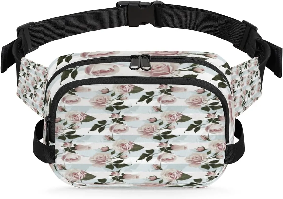 Rose Flower Beautiful Fanny Packs for Women Men Fashion Waist Packs Belt Bag Water-resistant Crossbody Bag Waist Pouch Waist Pack Hip Bum Bag for Hiking Casual Travel Cycling