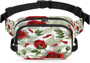 Rose Petals Aesthetic Fanny Pack Crossbody Bags for Women Men Waist Packs Hip Bum Bag Cross Body Fanny Pack with Adjustable Strap for Running Hiking Travel