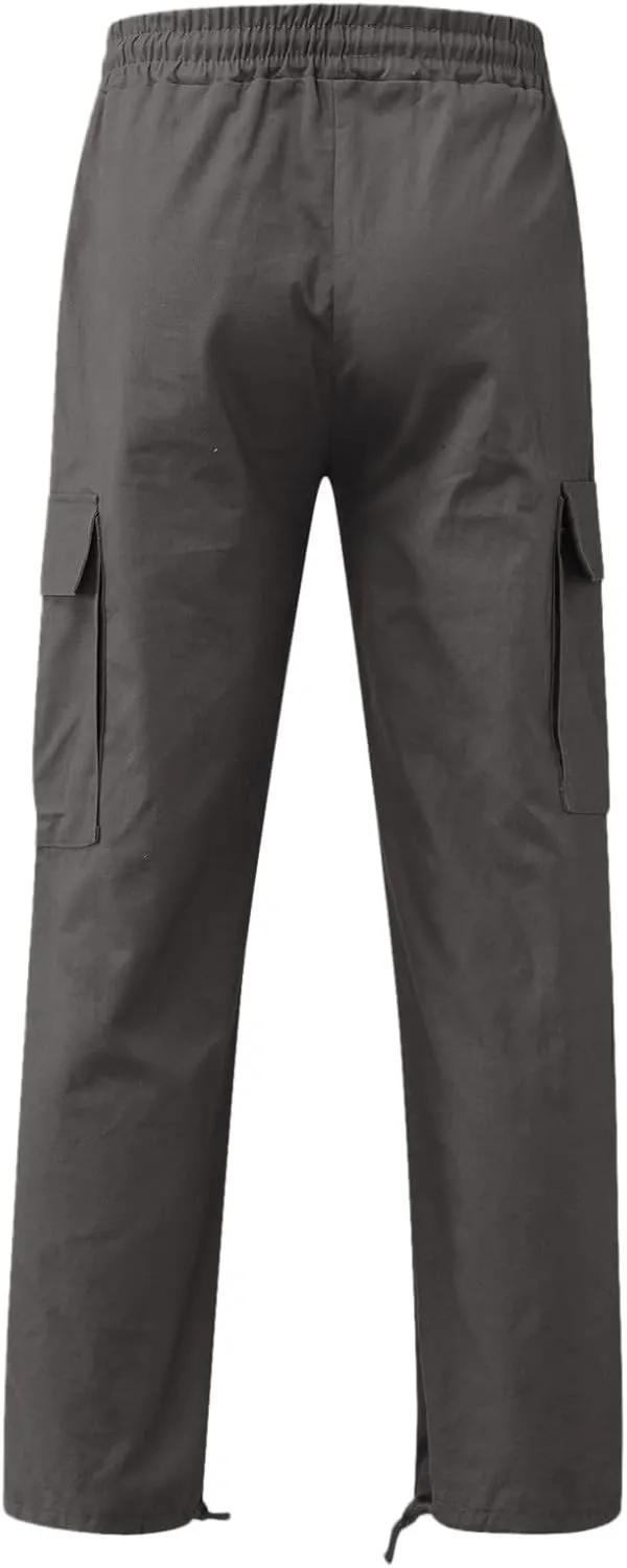 sdbrld Cargo Pants For Men Men's Fashion Relaxed Fit Beach Pants Streetwear Baggy Trousers Cargo Pants with Zipper Pockets