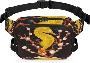 Sea Horse Art Fanny Pack Crossbody Bags for Women Men Waist Packs Hip Bum Bag Cross Body Fanny Pack with Adjustable Strap for Running Hiking Travel