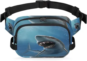 Shark Funny Novelty Fanny Packs for Women Men Fashion Waist Packs Belt Bag Water-resistant Crossbody Bag Waist Pouch Waist Pack Hip Bum Bag for Hiking Casual Travel Cycling