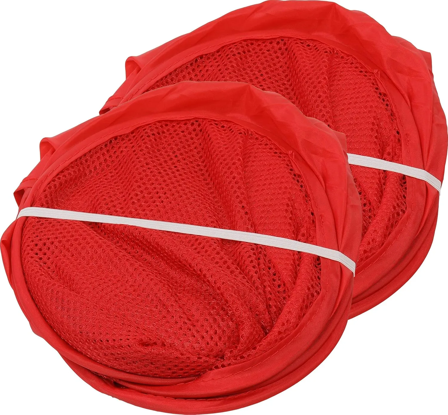 Simple Houseware Mesh Pop-Up Laundry Hamper Basket with Side Pocket, Red - 2 Pack