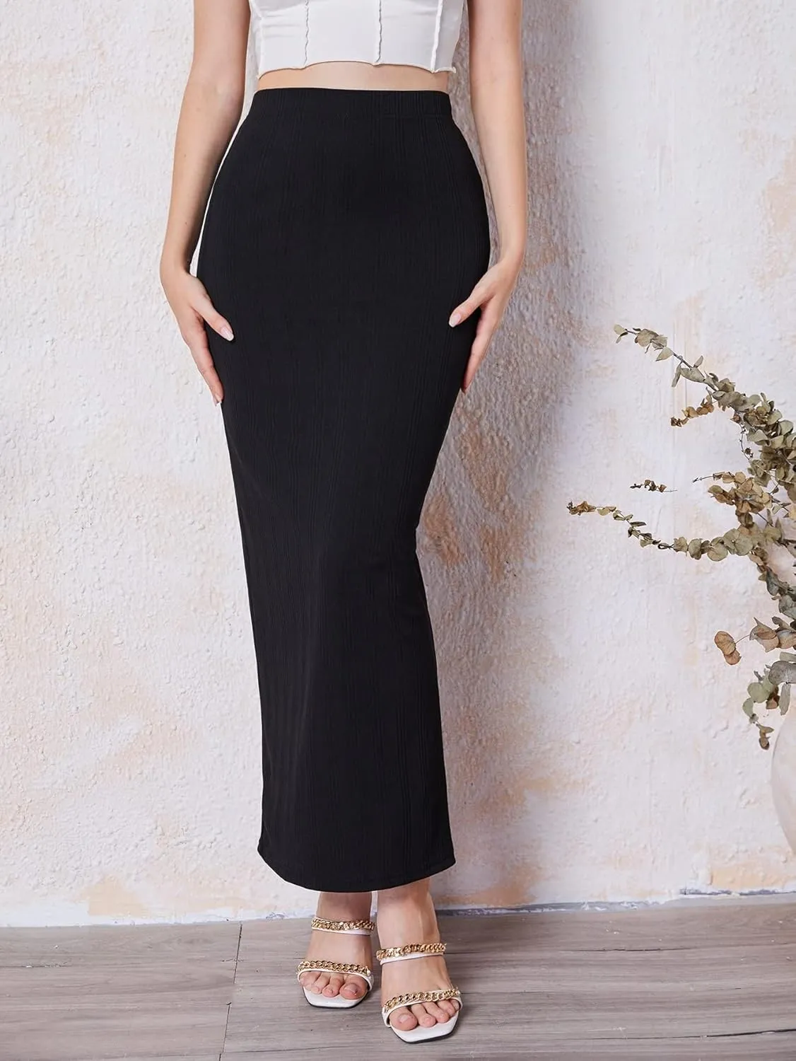 Skirts for Women Slit Back Pencil Skirt High Waist Casual
