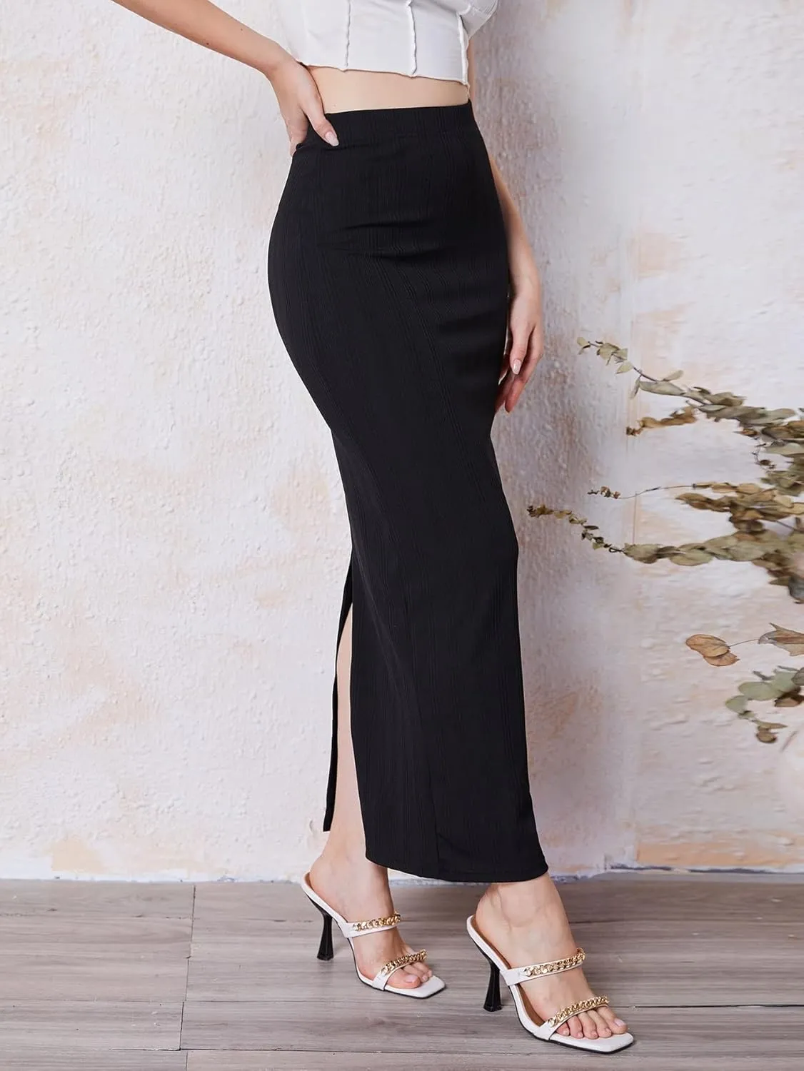 Skirts for Women Slit Back Pencil Skirt High Waist Casual