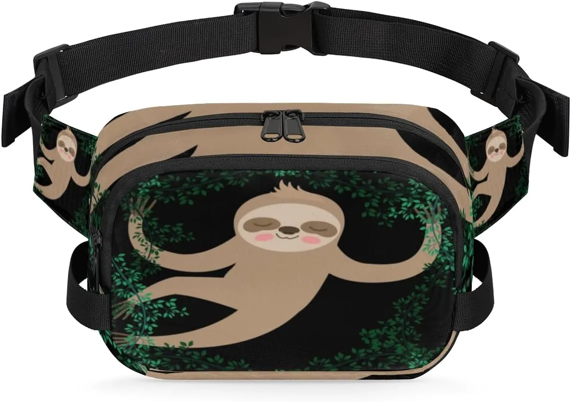 Sloth Cute Funny Fanny Pack Crossbody Bags for Women Men Waist Packs Hip Bum Bag Cross Body Fanny Pack with Adjustable Strap for Running Hiking Travel