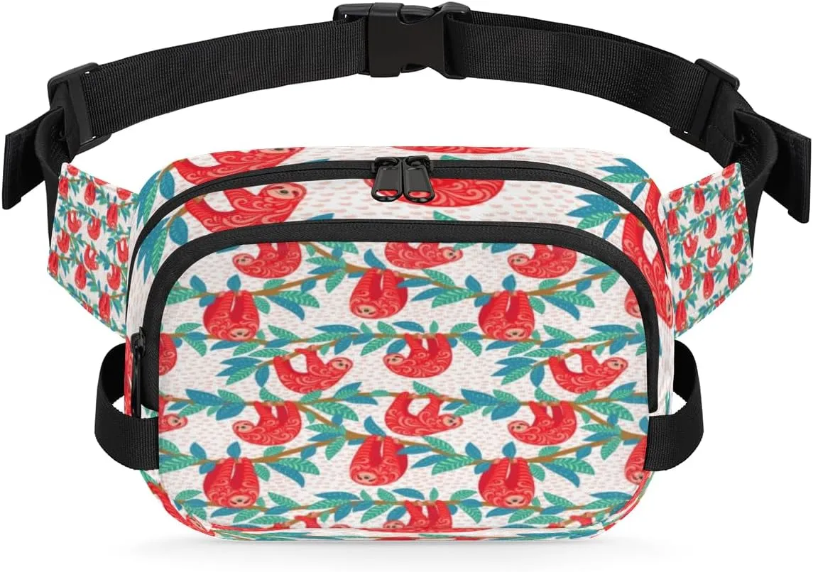 Sloth Funny Aesthetic Fanny Pack Crossbody Bags for Women Men Waist Packs Hip Bum Bag Cross Body Fanny Pack with Adjustable Strap for Running Hiking Travel