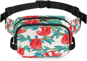 Sloth Funny Aesthetic Fanny Packs for Women Men Fashion Waist Packs Belt Bag Water-resistant Crossbody Bag Waist Pouch Waist Pack Hip Bum Bag for Hiking Casual Travel Cycling