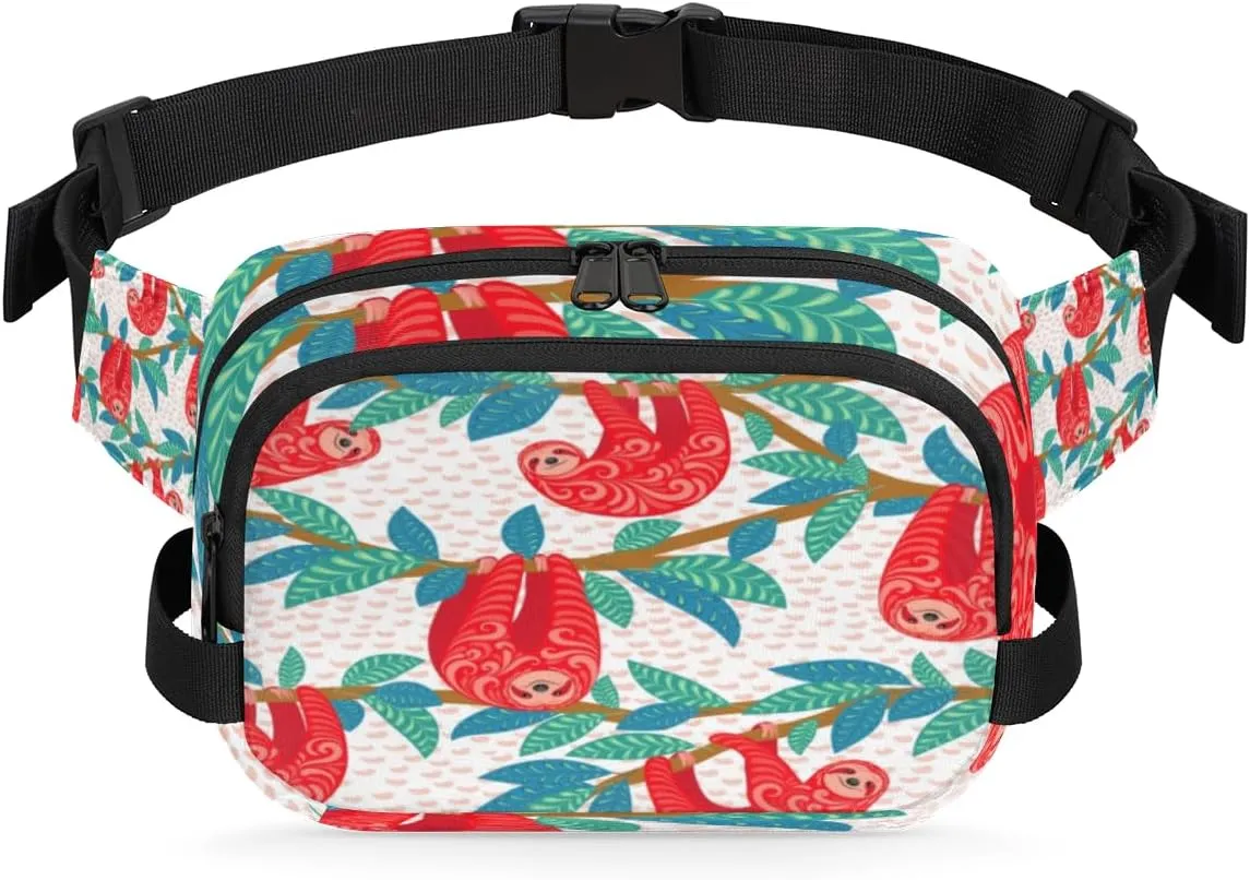 Sloth Funny Aesthetic Fanny Packs for Women Men Fashion Waist Packs Belt Bag Water-resistant Crossbody Bag Waist Pouch Waist Pack Hip Bum Bag for Hiking Casual Travel Cycling