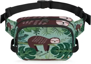 Sloth Jungle Cute Fanny Packs for Women Men Fashion Waist Packs Belt Bag Water-resistant Crossbody Bag Waist Pouch Waist Pack Hip Bum Bag for Hiking Casual Travel Cycling