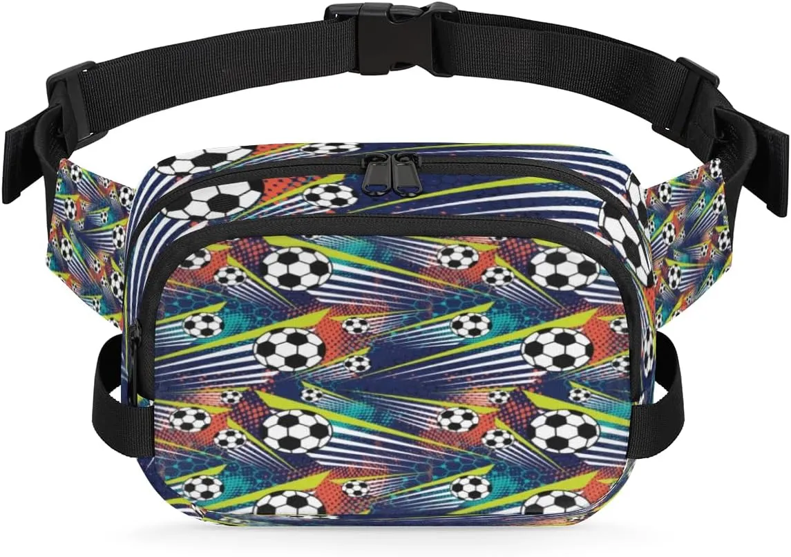 Soccer Ball Sport Fanny Pack Crossbody Bags for Women Men Waist Packs Hip Bum Bag Cross Body Fanny Pack with Adjustable Strap for Running Hiking Travel