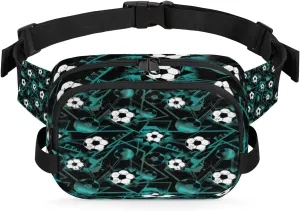 Soccer Dark Green Fanny Packs for Women Men Fashion Waist Packs Belt Bag Water-resistant Crossbody Bag Waist Pouch Waist Pack Hip Bum Bag for Hiking Casual Travel Cycling